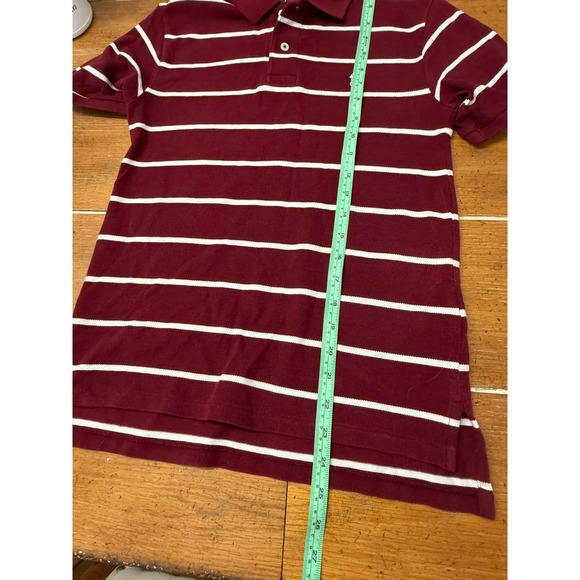 Polo Ralph Lauren Striped Polo Shirt‎ Kid's Boys Size M (10-12) Burgundy White - Picture 6 of 6